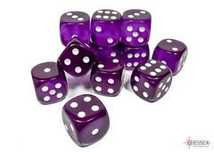 Translucent Purple/white 16mm d6 Dice Block (12 dice) - CHX23607